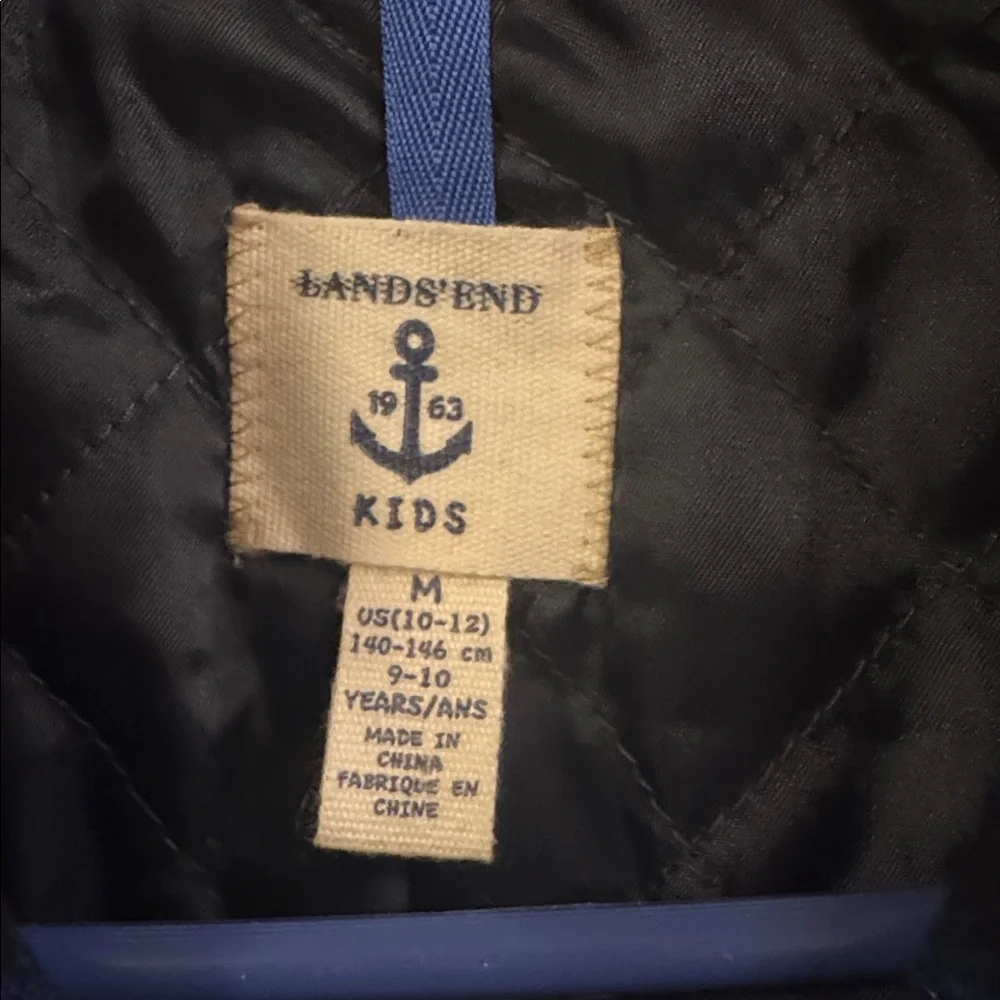 Lands' End Blue and Black Plaid youth wool blend Peacoat size youth medium - Picture 3 of 7